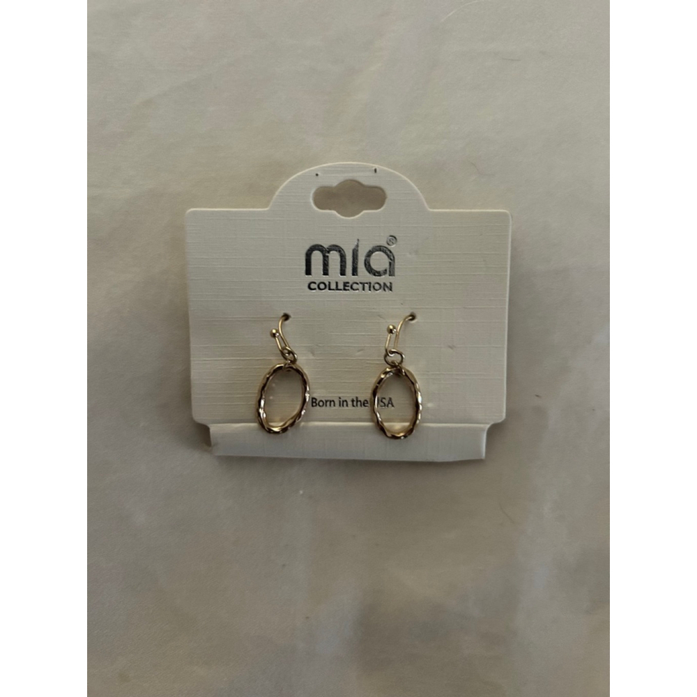MIA Collection Gold Oval Textured Drop Earrings, NWT